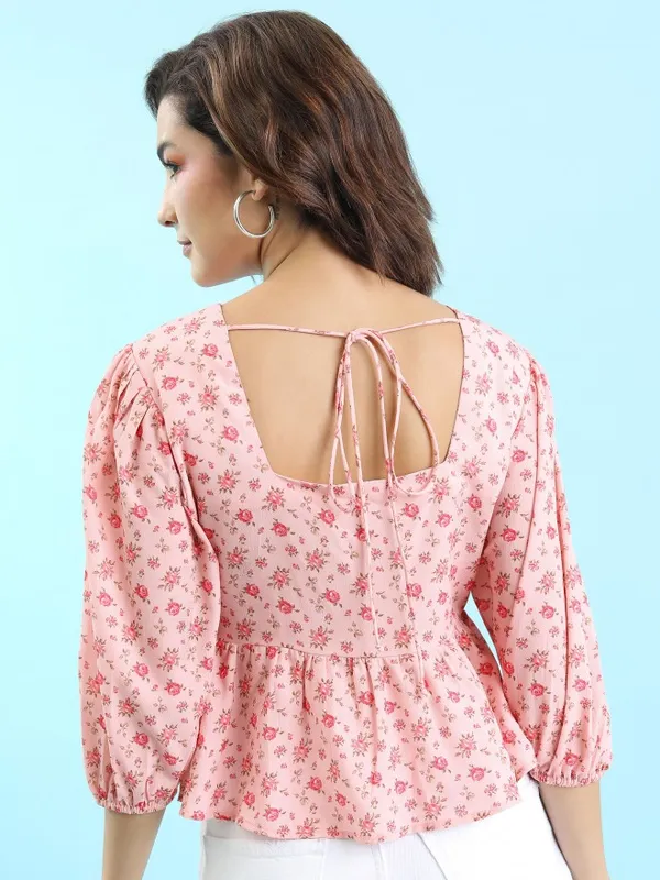  Tokyo Talkies Women Pink Printed Peplum Tops