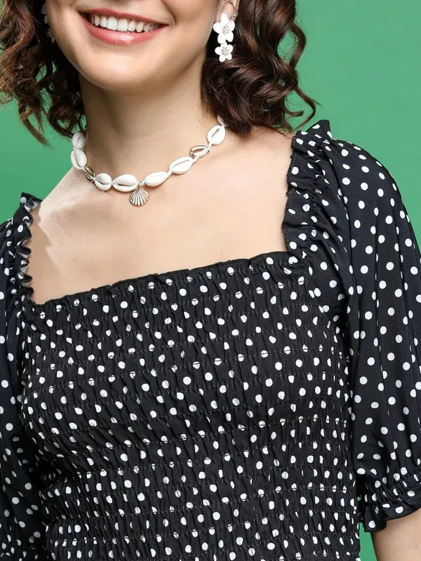 Tokyo Talkies Women Black Printed Regular Top