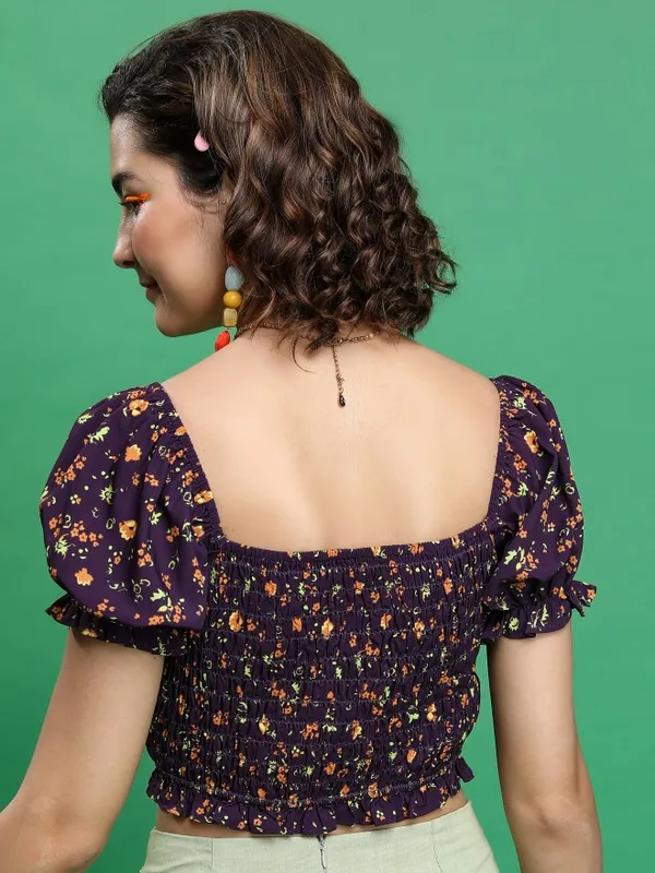  Tokyo Talkies Women Purple Printed Regular Tops