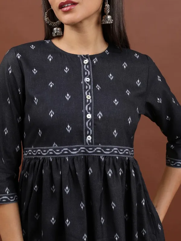 Vishudh Women Black Printed A-Line Dress