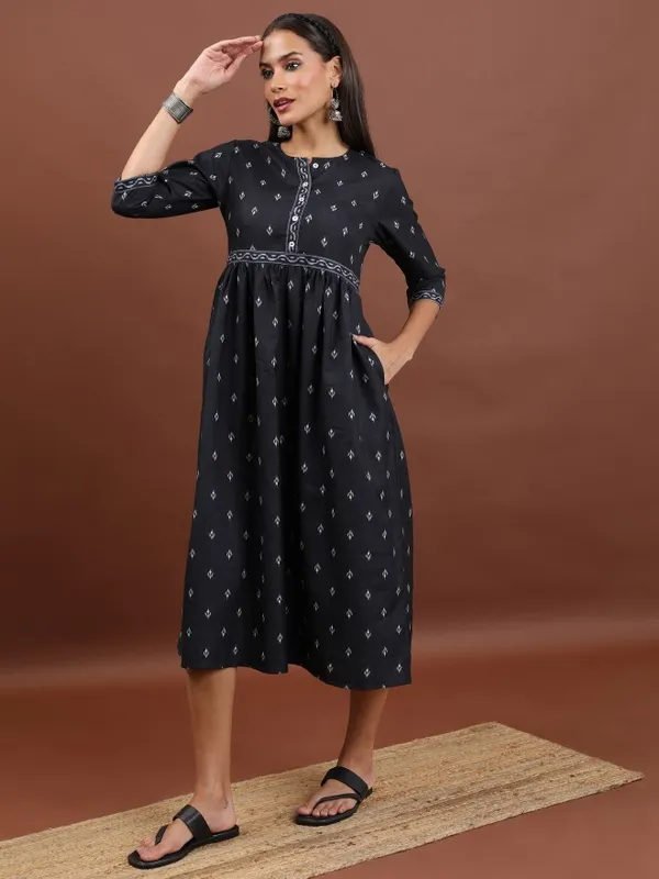 Printed A-Line Dress