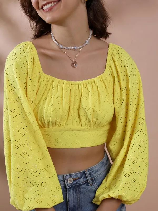  Ketch Women Yellow Solid Regular Tops