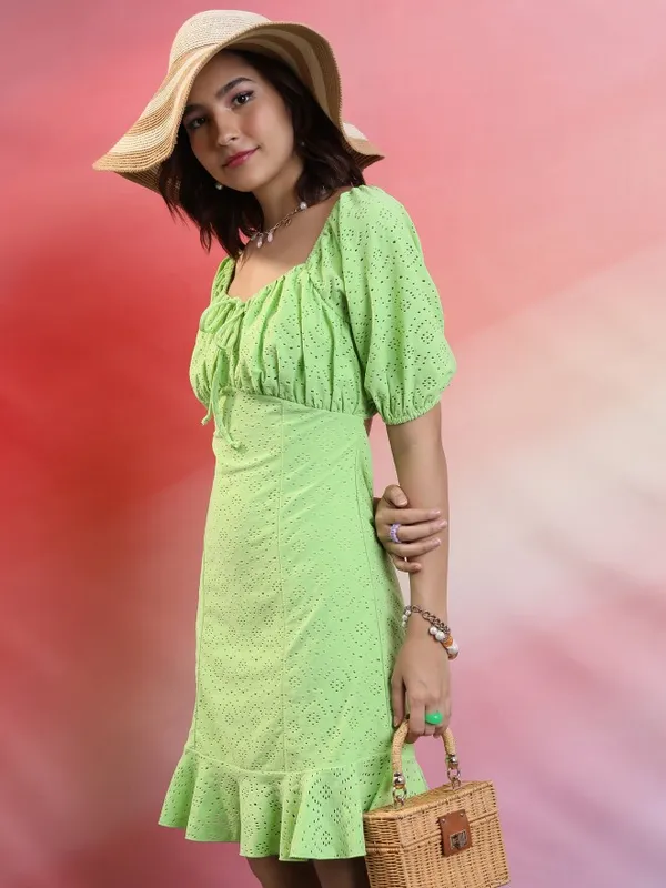 Solid Fit & Flare Dress