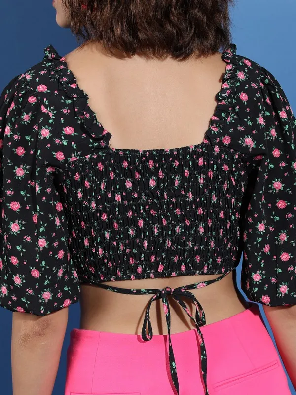 Tokyo Talkies Women Black Printed Regular Top