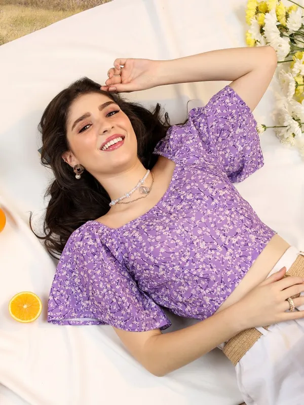 Printed Bardot Top