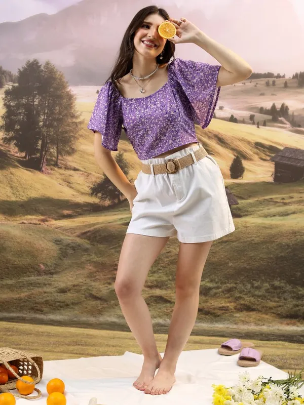 Printed Bardot Top