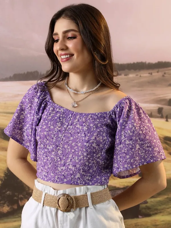 Printed Bardot Top