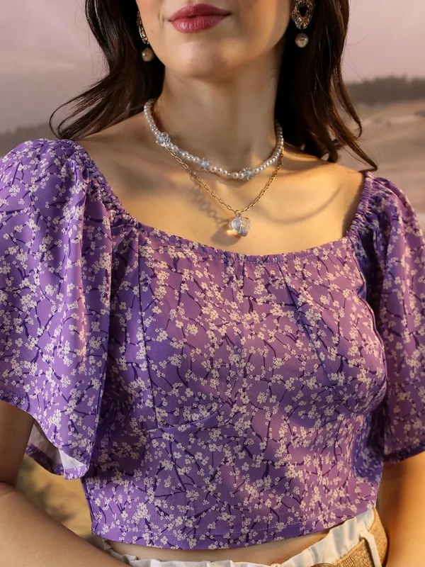 Printed Bardot Top