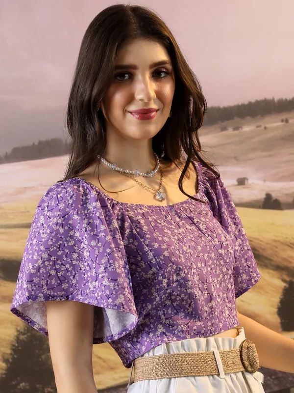 Printed Bardot Top