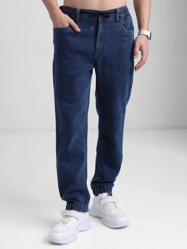  Highlander Men Blue Jogger Clean Look Jeans