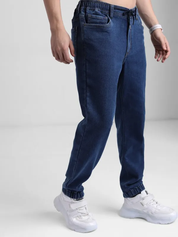  Highlander Men Blue Jogger Clean Look Jeans