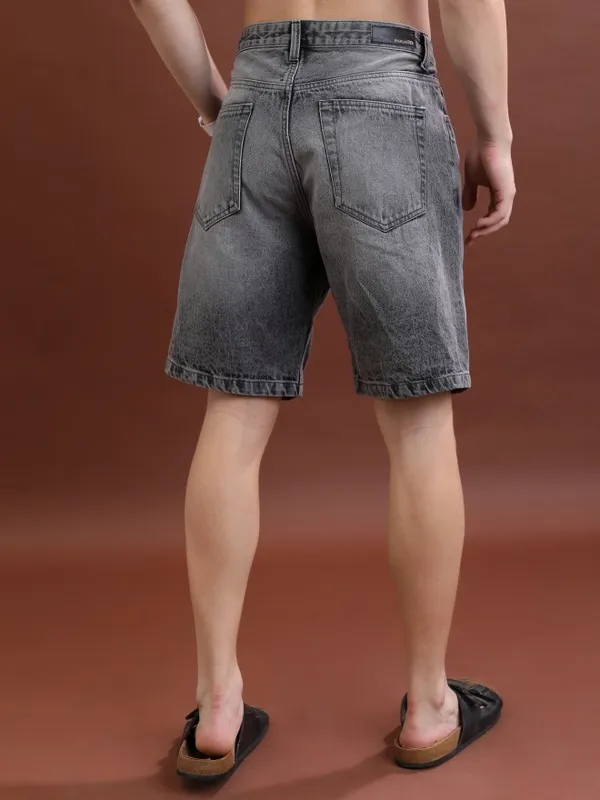  Highlander Men Grey Regular Fit Denim Shorts Shorts