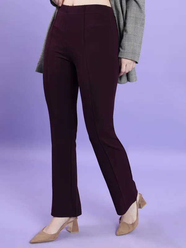 Solid Bootcut Casual Trouser