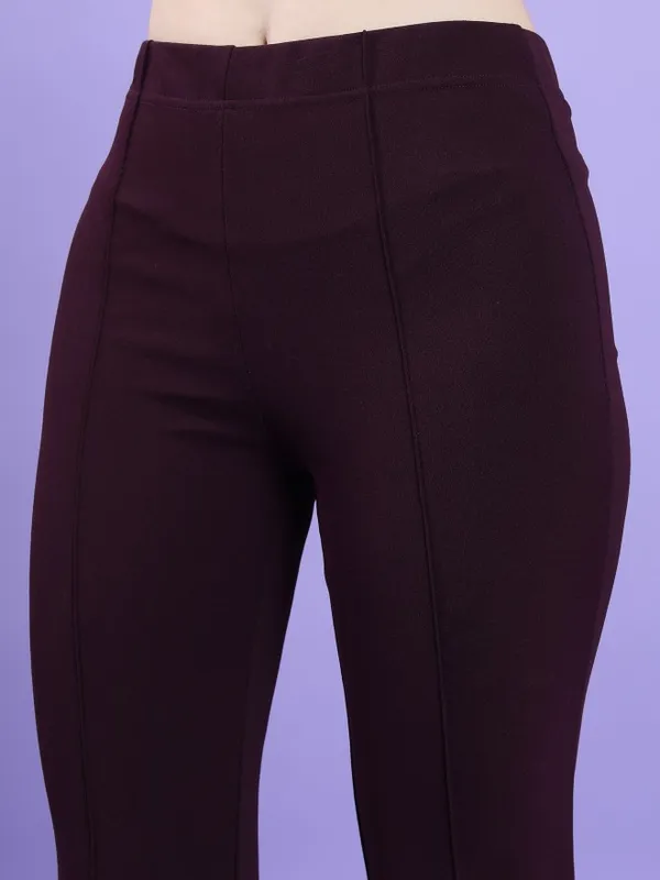 Solid Bootcut Casual Trouser