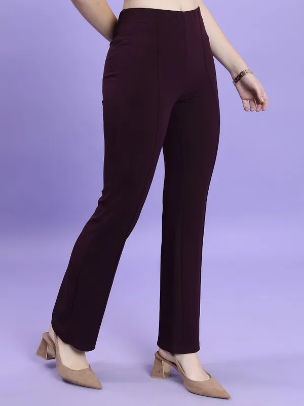 Solid Bootcut Casual Trouser