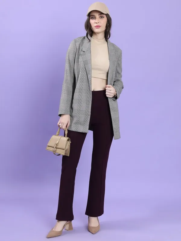 Tokyo Talkies Women Purple Solid Bootcut Casual Trouser