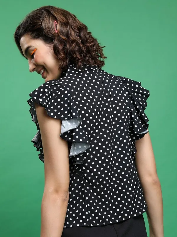  Tokyo Talkies Women Black Printed Blouson Tops
