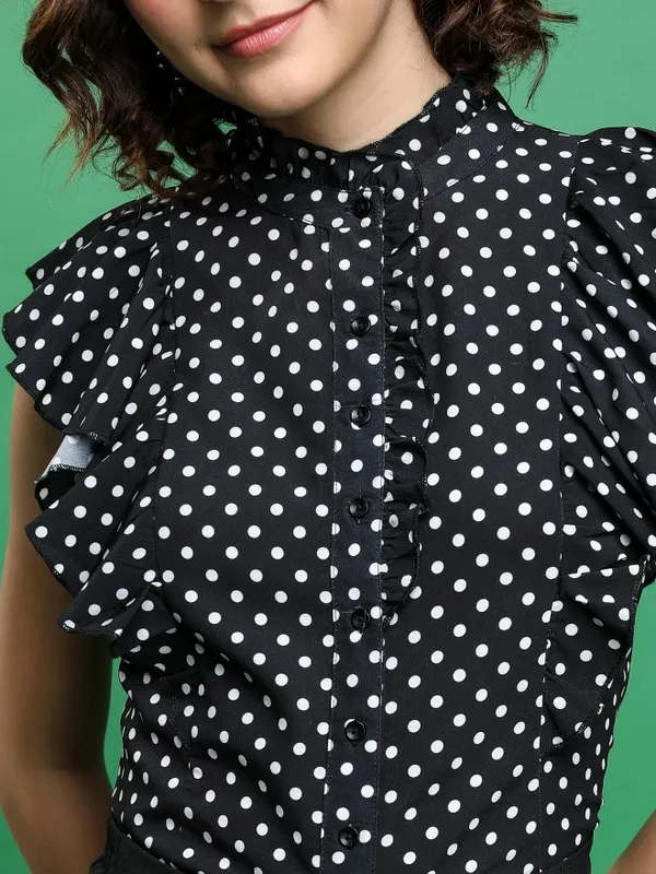  Tokyo Talkies Women Black Printed Blouson Tops