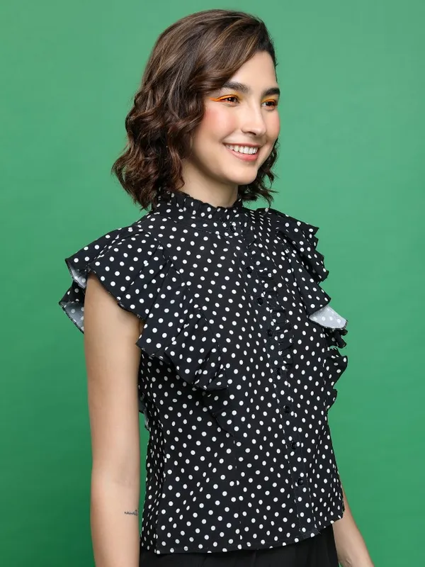  Tokyo Talkies Women Black Printed Blouson Tops