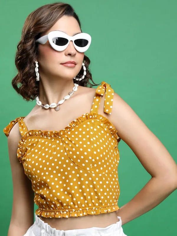  Tokyo Talkies Women Mustard Printed Regular Tops