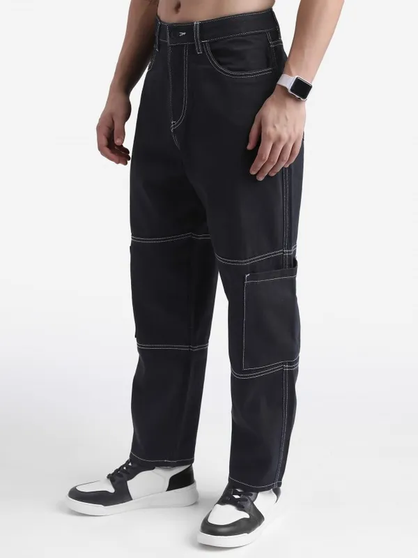  Highlander Men Black Relaxed Fit Clean Look Jeans