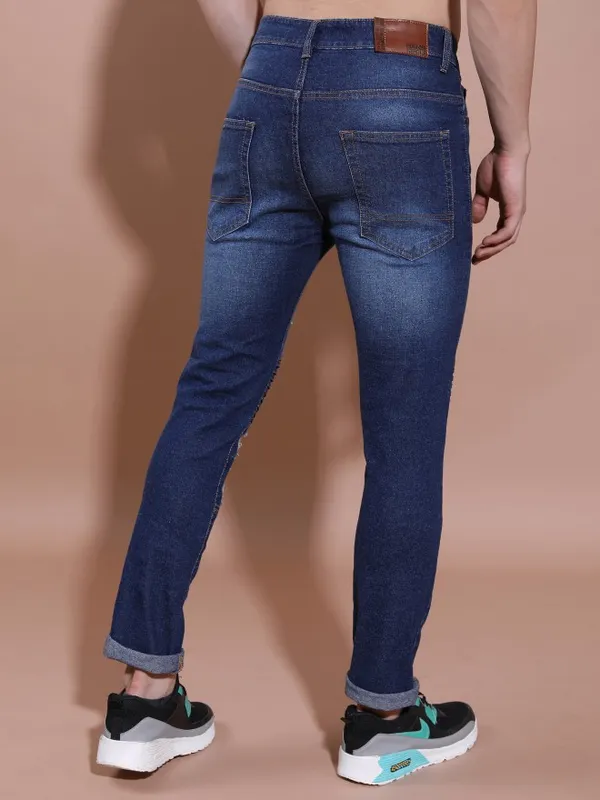 Highlander Men Blue Super Skinny Fit Highly Distressed Jeans