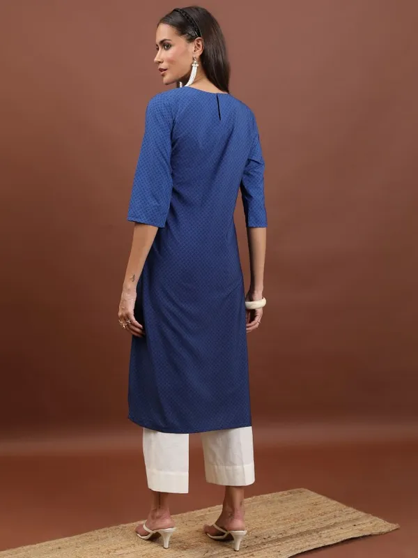  Ketch Women Blue Printed Straight Kurtas
