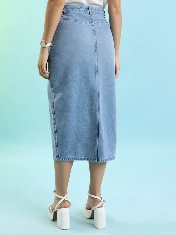 Tokyo Talkies Women Blue Midi Skirt