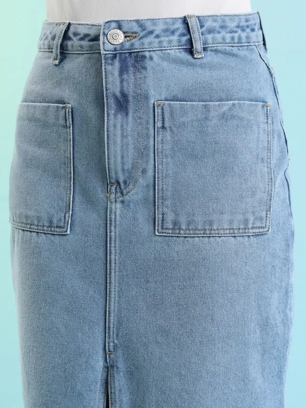 Tokyo Talkies Women Blue Midi Skirt