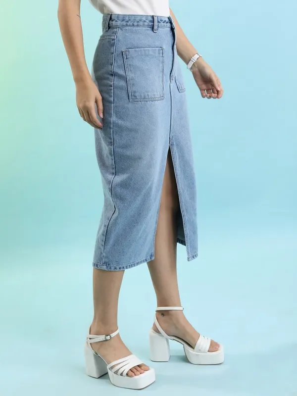 Tokyo Talkies Women Blue Midi Skirt