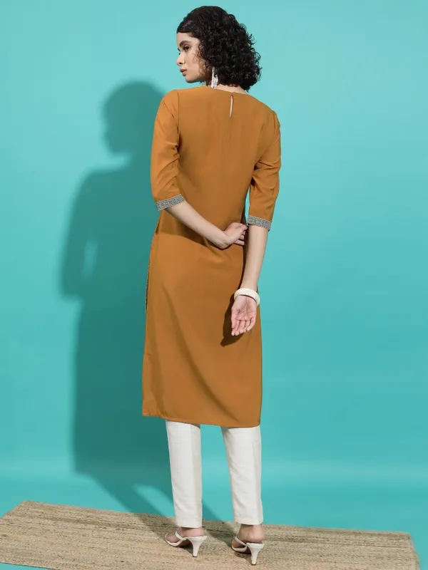  Vishudh  Women Terracotta Printed Straight Kurtas