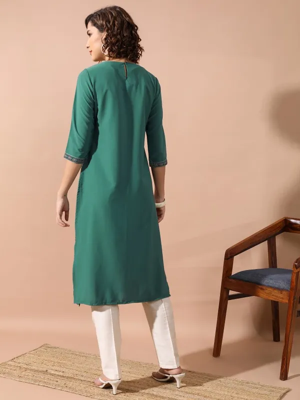  Vishudh  Women Green Printed Straight Kurtas