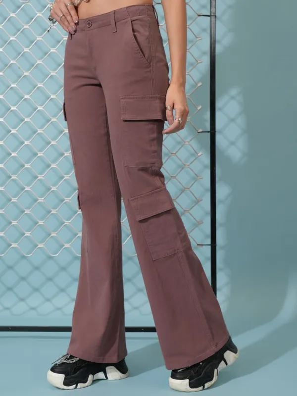  Tokyo Talkies Women Rose Solid Regular Fit Casual Trousers