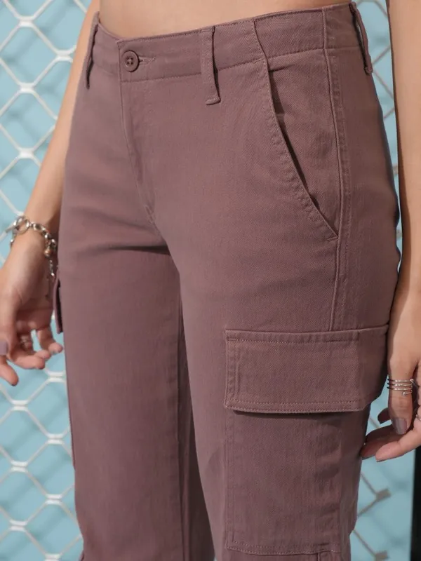  Tokyo Talkies Women Rose Solid Regular Fit Casual Trousers