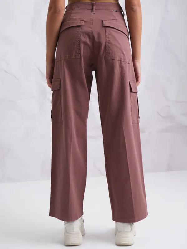  Tokyo Talkies Women Rose Solid Flared Casual Trousers