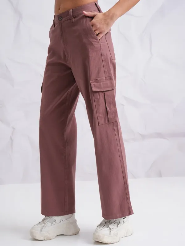  Tokyo Talkies Women Rose Solid Flared Casual Trousers