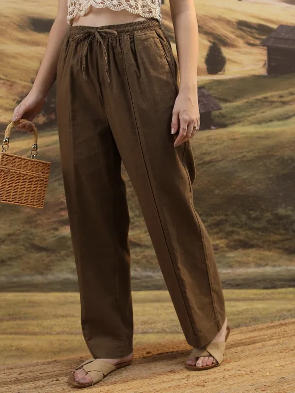 Solid Flared Casual Trousers