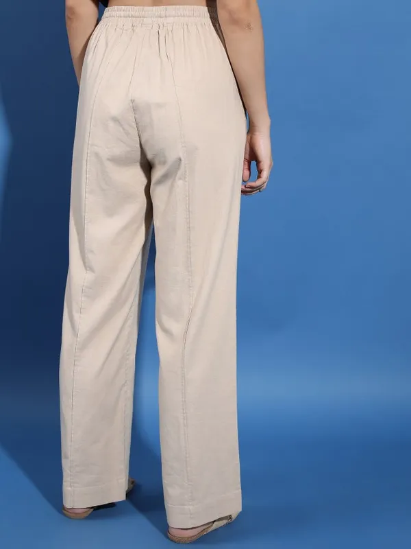 Solid Flared Casual Trousers