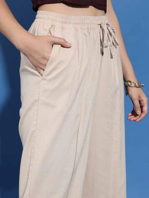 Solid Flared Casual Trousers