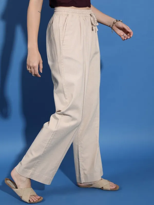 Solid Flared Casual Trousers