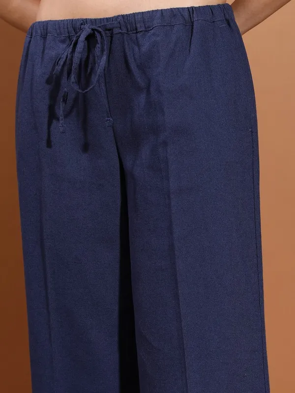  Tokyo Talkies Women Blue Solid Flared Casual Trousers