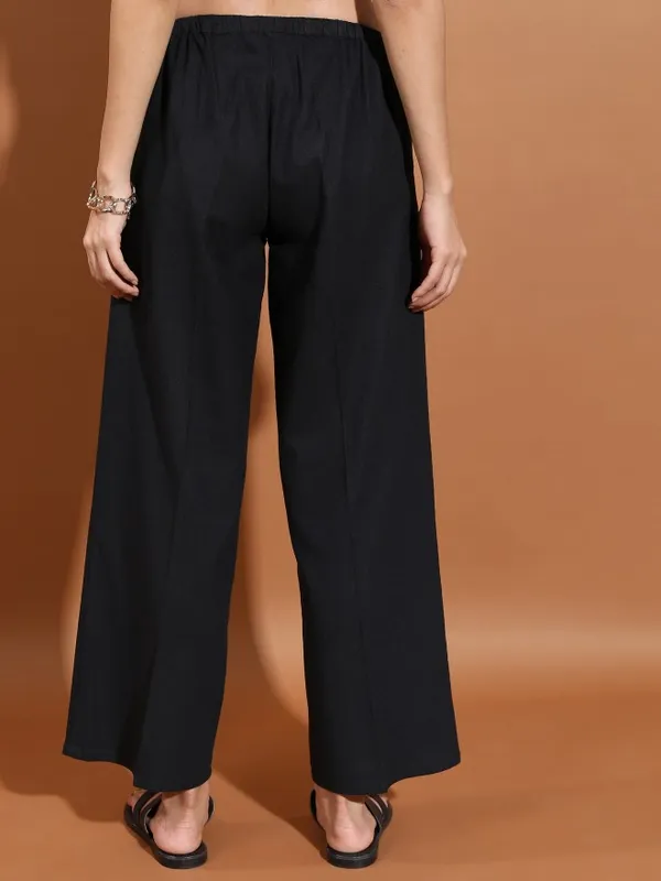  Tokyo Talkies Women Black Solid Flared Casual Trousers