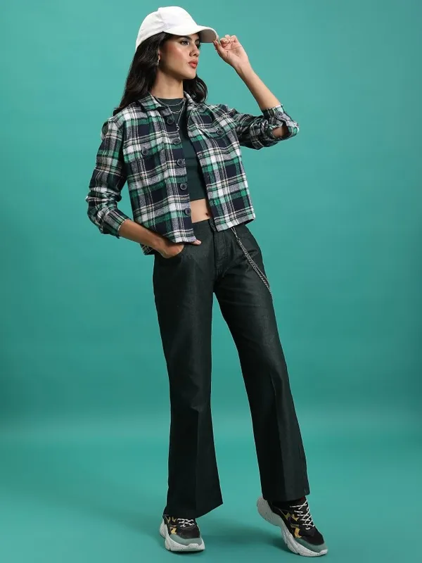 Solid Flared Casual Trouser