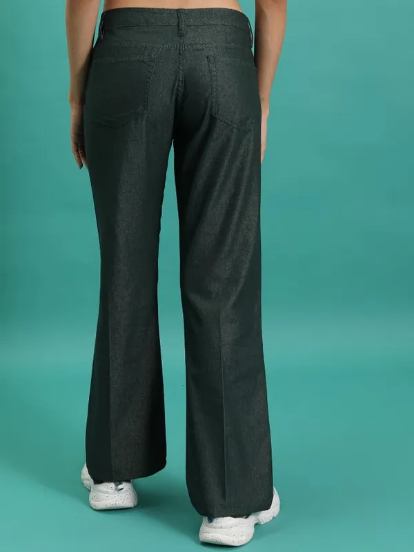 Solid Flared Casual Trouser