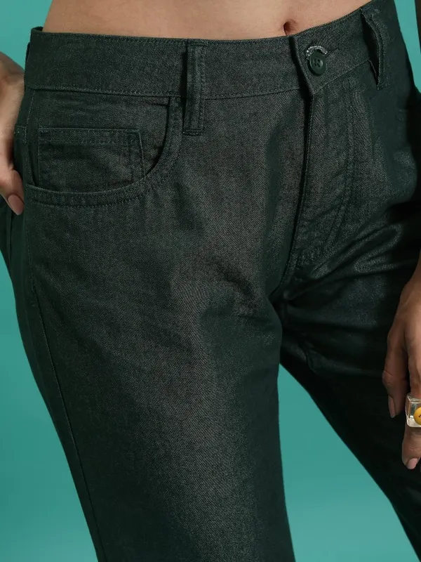 Solid Flared Casual Trouser