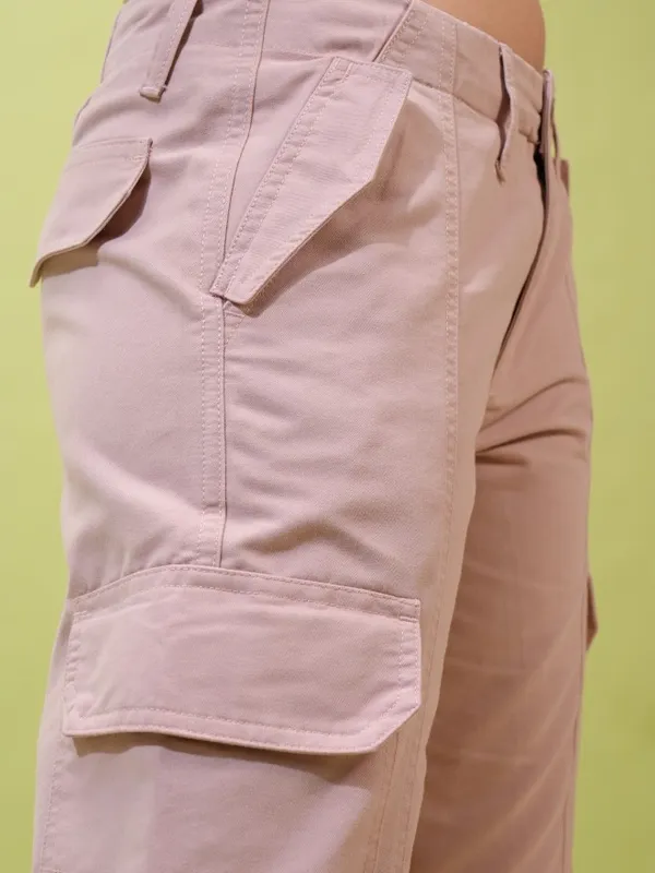  Tokyo Talkies Women Pink Solid Regular Fit Casual Trousers