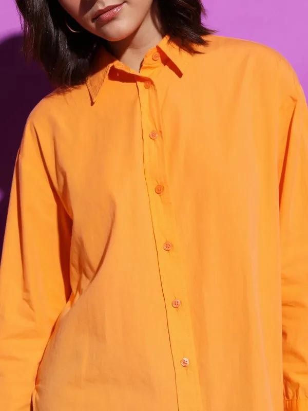  Tokyo Talkies Women Orange Solid Casual Shirts