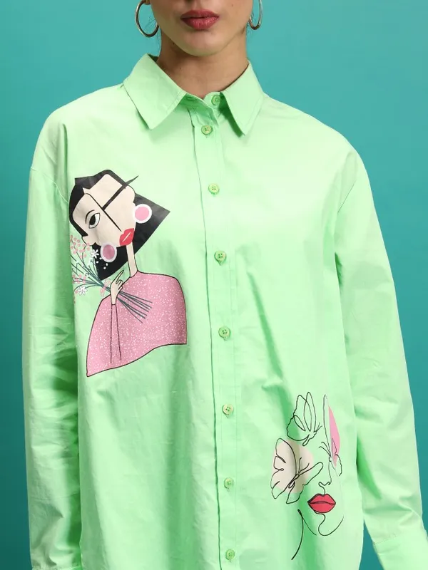 Women Printed Oversized Fit Casual Shirt