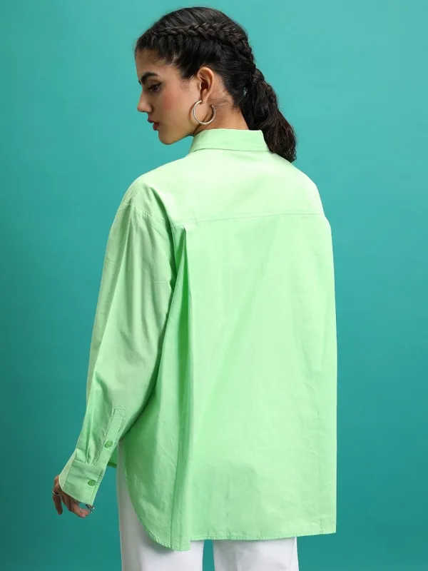  Tokyo Talkies Women Green Printed Casual Shirts