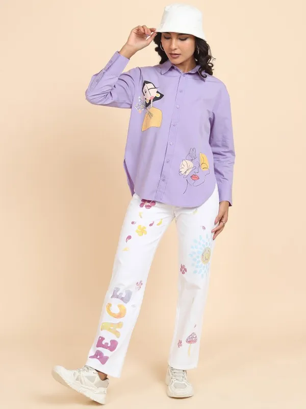 Tokyo Talkies Women Purple Printed Casual Shirts